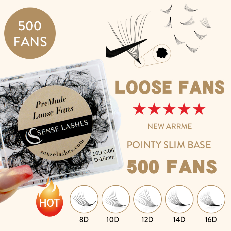 Eyelash Extension Medium - 500 ventiladores hechos a mano sueltos