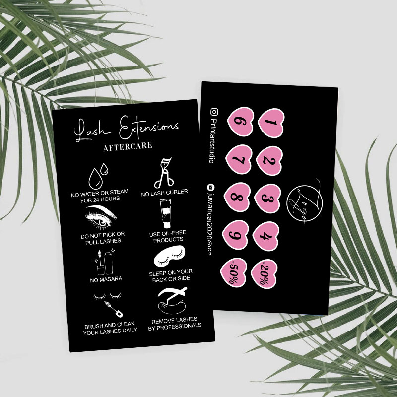 Tarjetas de instrucciones de e - Eyelash Extension Logo Design reseña y precio