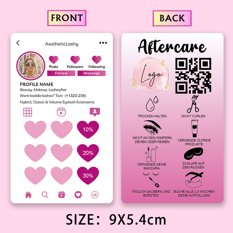 Tarjetas de instrucciones de e - Eyelash Extension Logo Design reseña y precio
