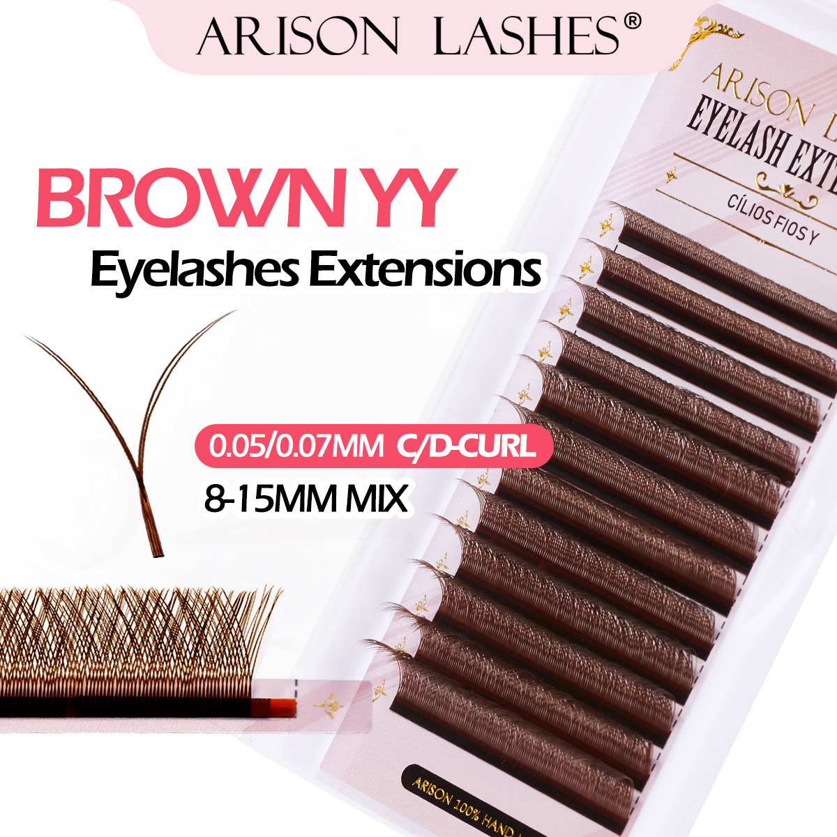 Pestañas ARISON Marrón 2D YY,  - Eyelash Extension Double Volume reseña y precio